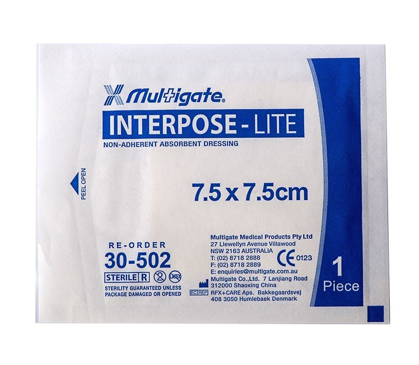 MULTIGATE MEDICAL S4813 Interpose Lite Non-Adherent Dressing 7.5cm x 7.5cm Box of 100