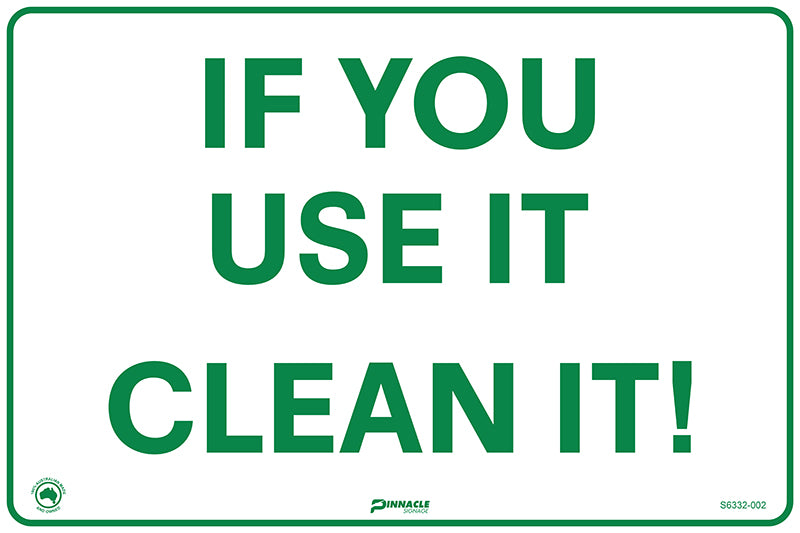 Max Global Products S6332 If You Use It Clean It Sign