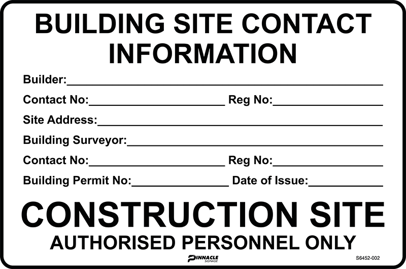 Max Global Products S6452 Building Site Contact Information Sign