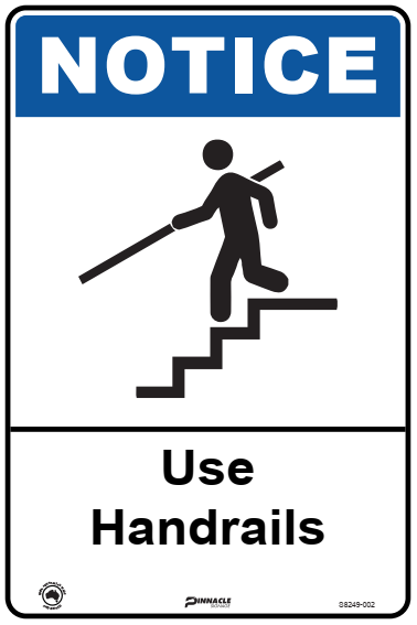 Max Global Products S8249 Notice Use Handrails (With Picto) Sign