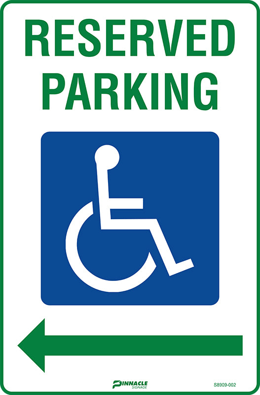Max Global Products S8909 Reserved Parking (Disabled Picto), Left Arrow Sign