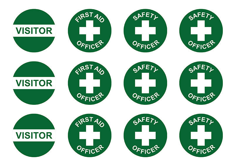 Max Global Products S9108 First Aid (Assorted), Round Hardhat Stickers, Pack/12 Sign