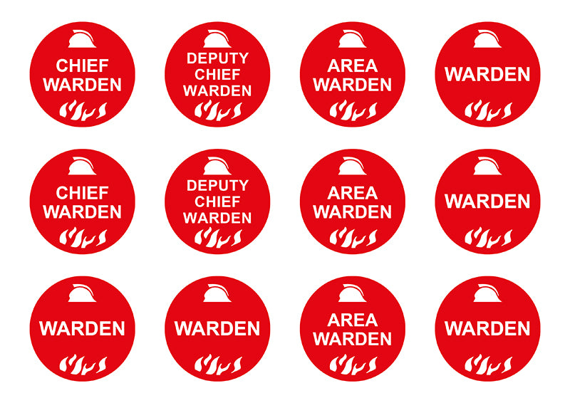 Max Global Products S9111 Fire Warden (Assorted), Round Hardhat Stickers, Pack/12 Sign
