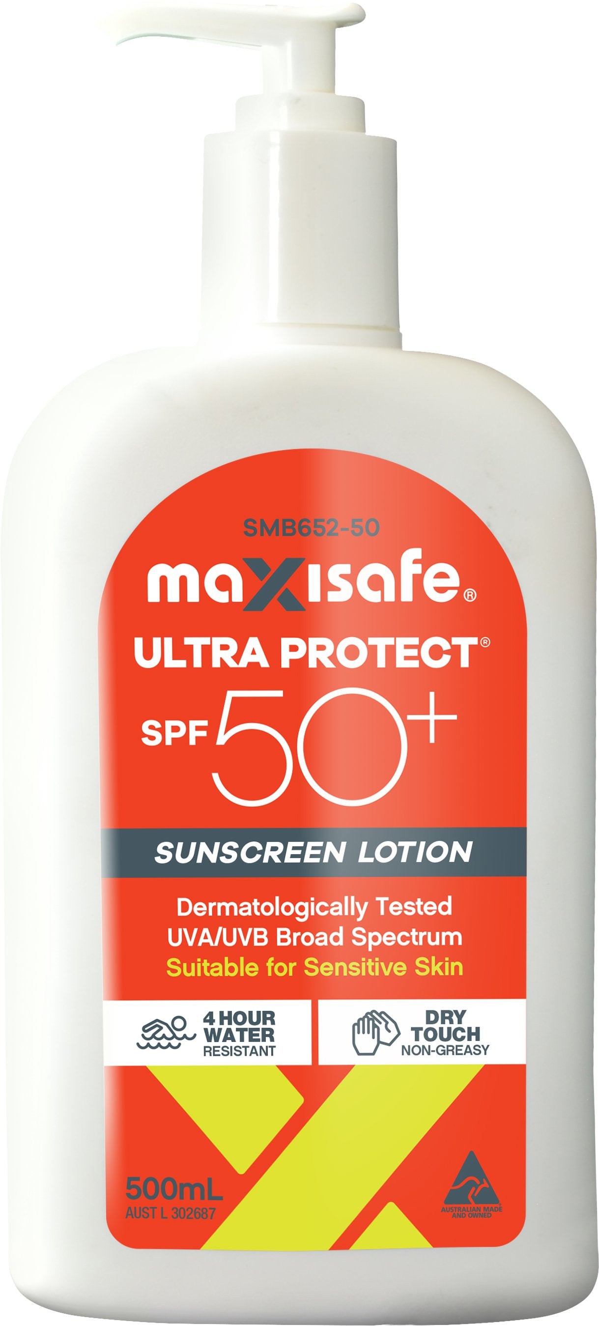 Maxisafe SMB652-50 SPF 50+ Sunscreen Lotion, 500ml pump