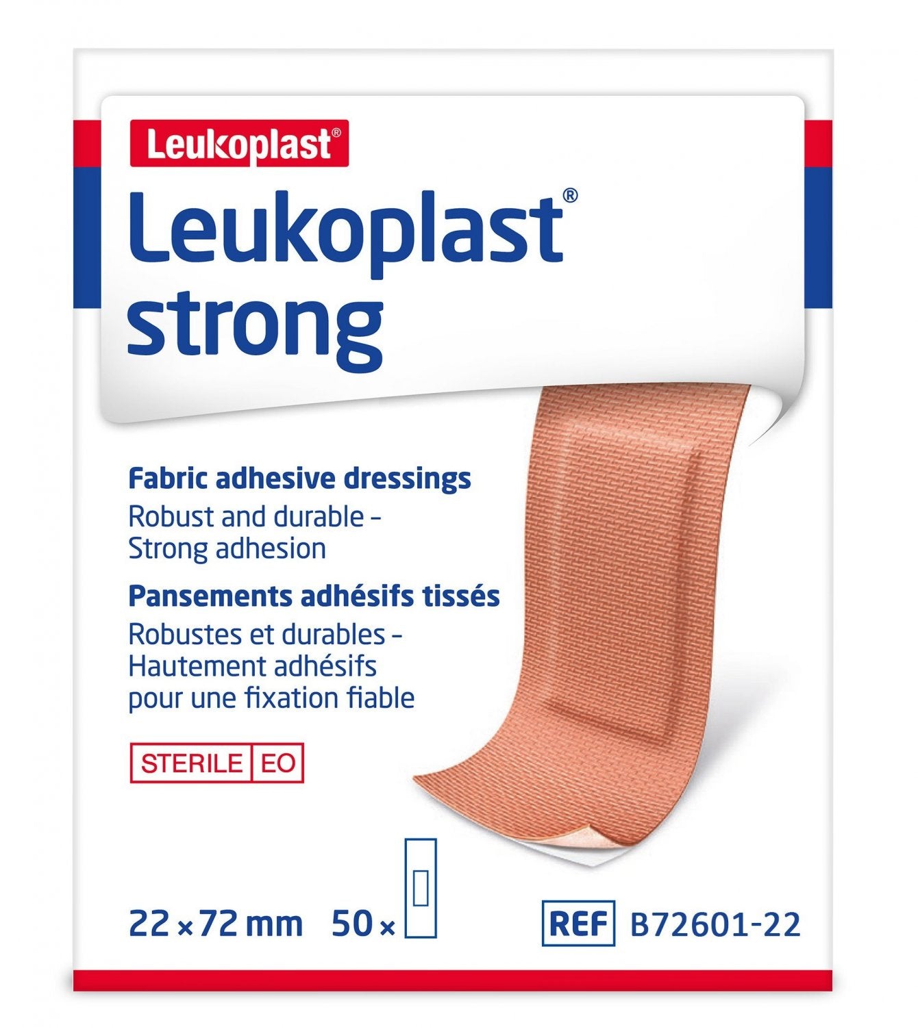 BSN MEDICAL B72601-22 Leukoplast Strong Fabric Strips 7.2cm x 2.2cm Box of 50
