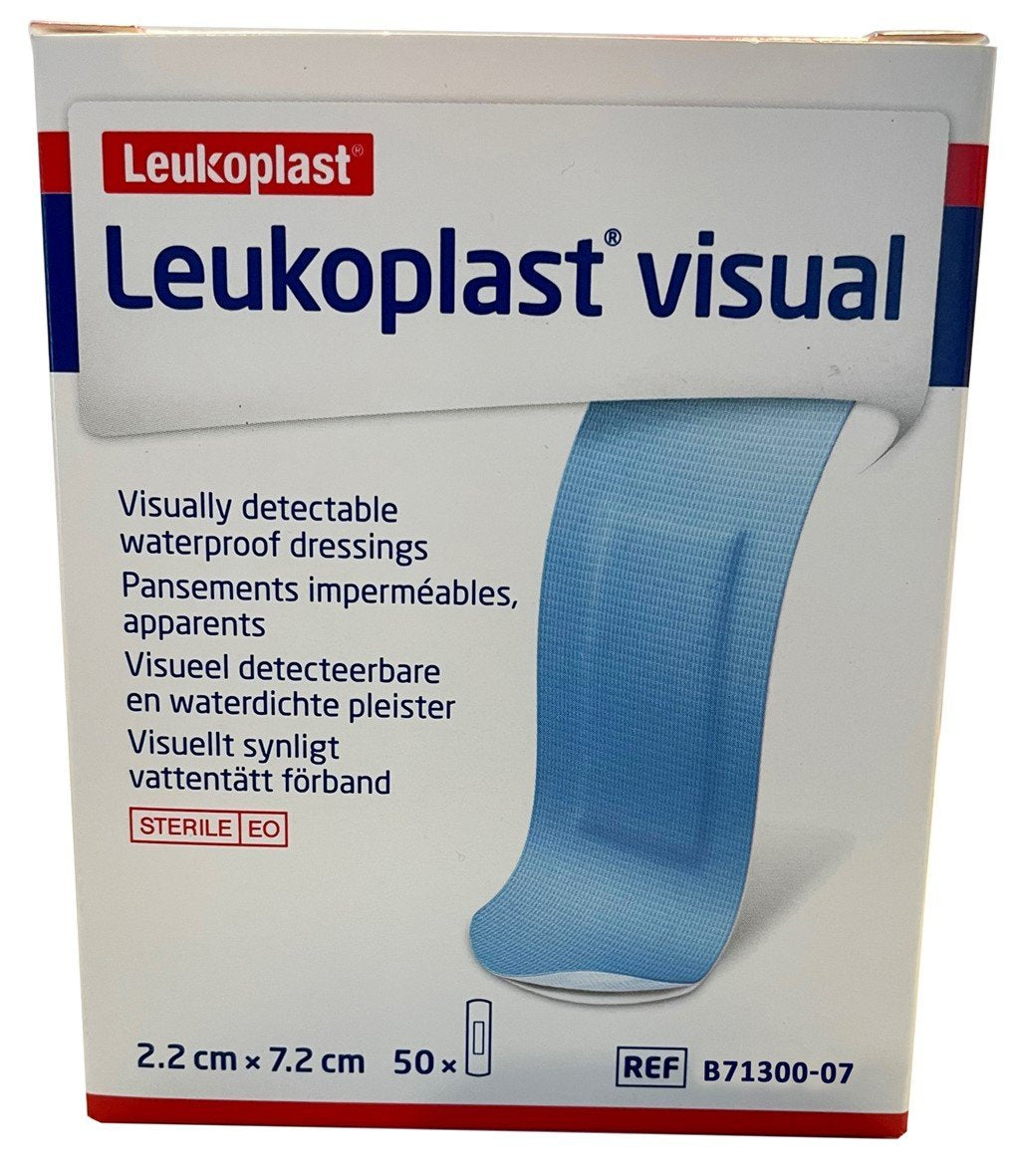 BSN MEDICAL B71300-07 Leukoplast Blue Visual Detectable Strips 7.2cm x 2.2cm Box of 50