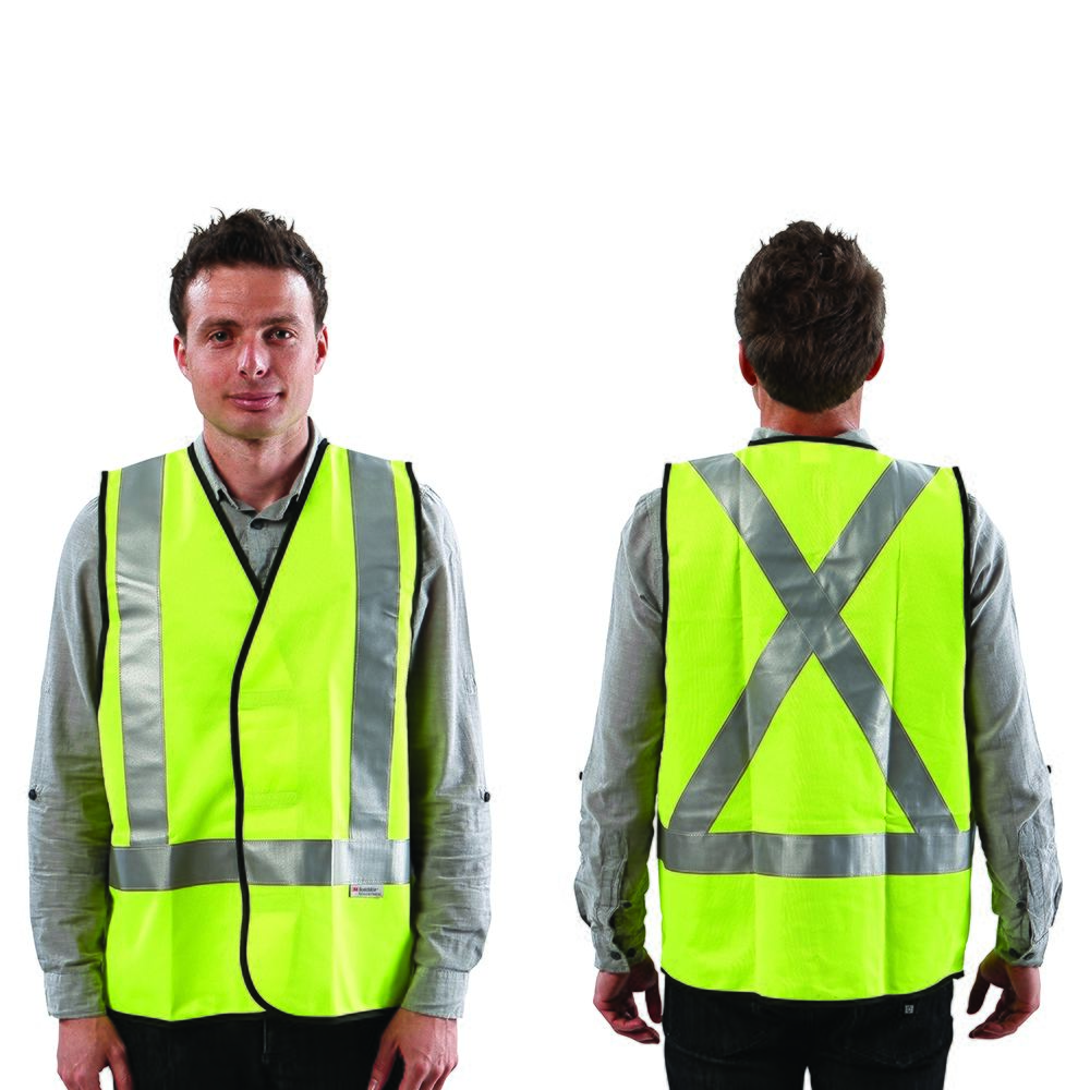 WORKIT Workwear Fluro Safety X Back Taped Vest: Day/Night Use