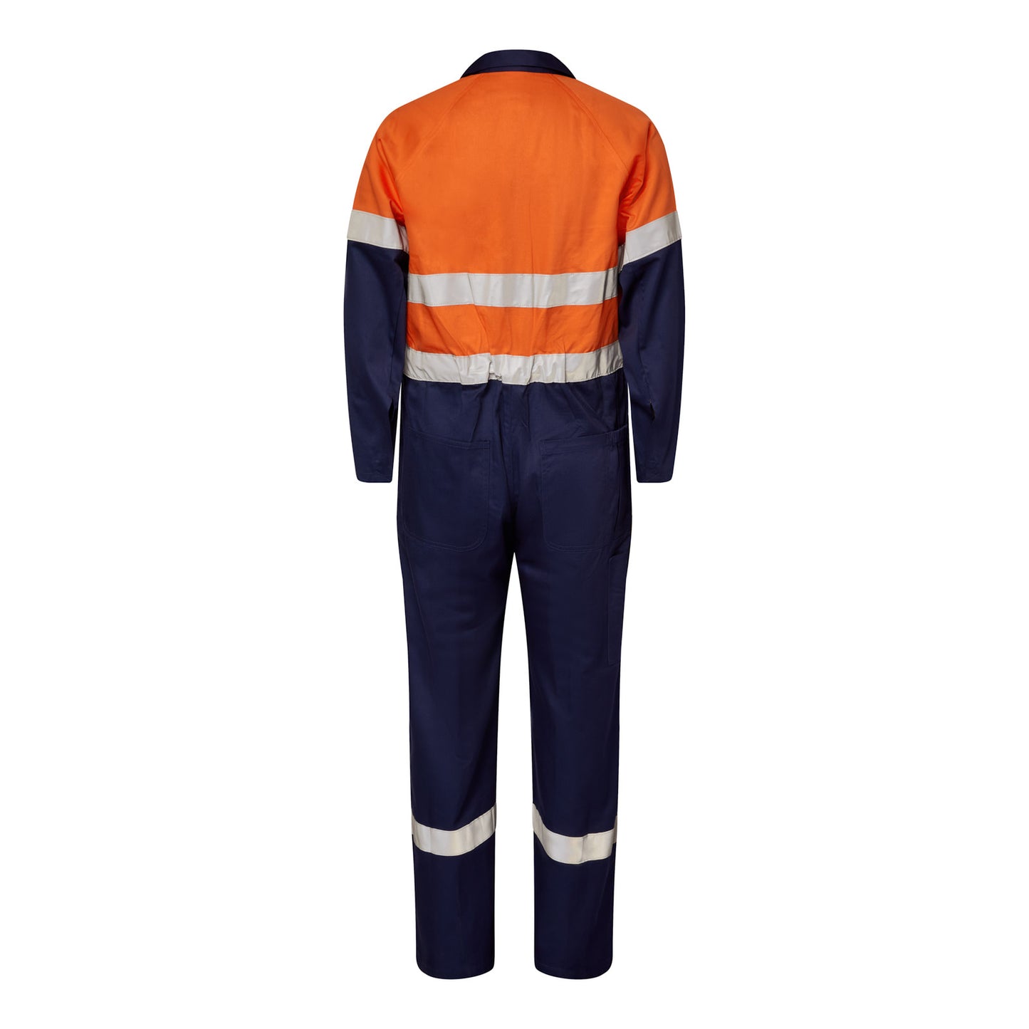Workcraft WC3070 Mens Light Weight Hi Vis Cotton Drill Reflective Coverall in Orange/Navy
