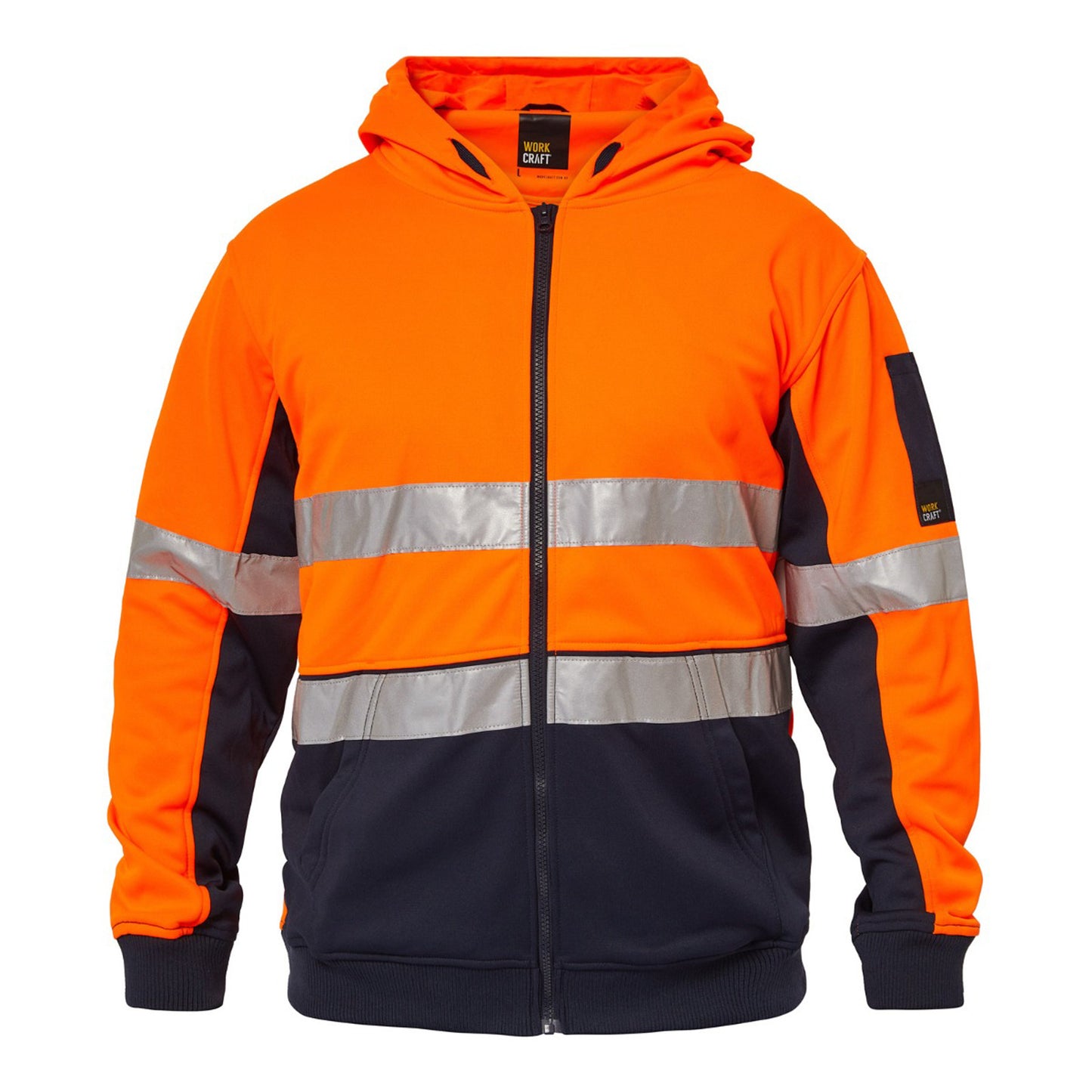 Workcraft WT8011 Hi Vis Hoodie in Orange/Navy