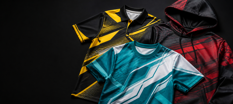 Custom sublimated polo, tee and hoodie in club colours