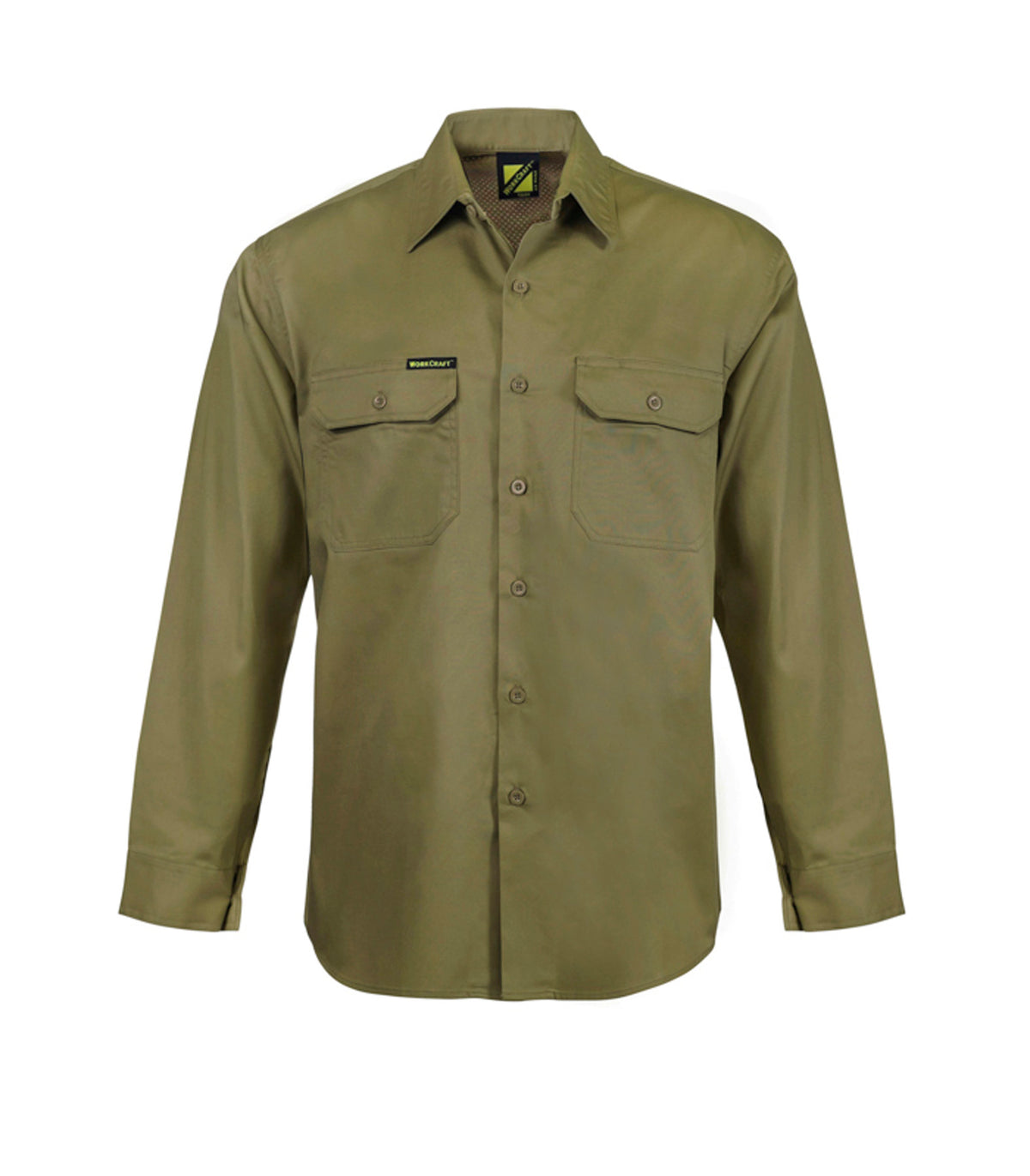 Workcraft WS4011 Lightweight Long Sleeve Vented Cotton Drill Shirt in Khaki