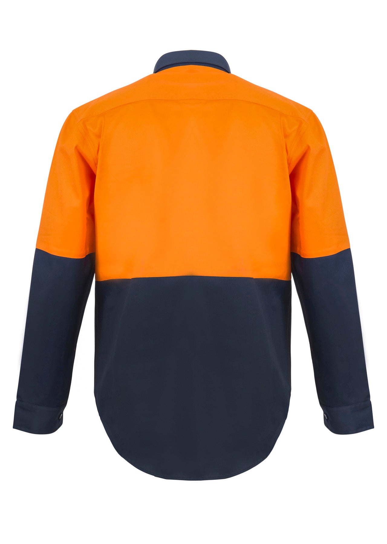 Workcraft WS4256 Mens Hi Vis Closed Front Cotton Drill Shirt With Semi Gusset Sleeves in Orange/Navy
