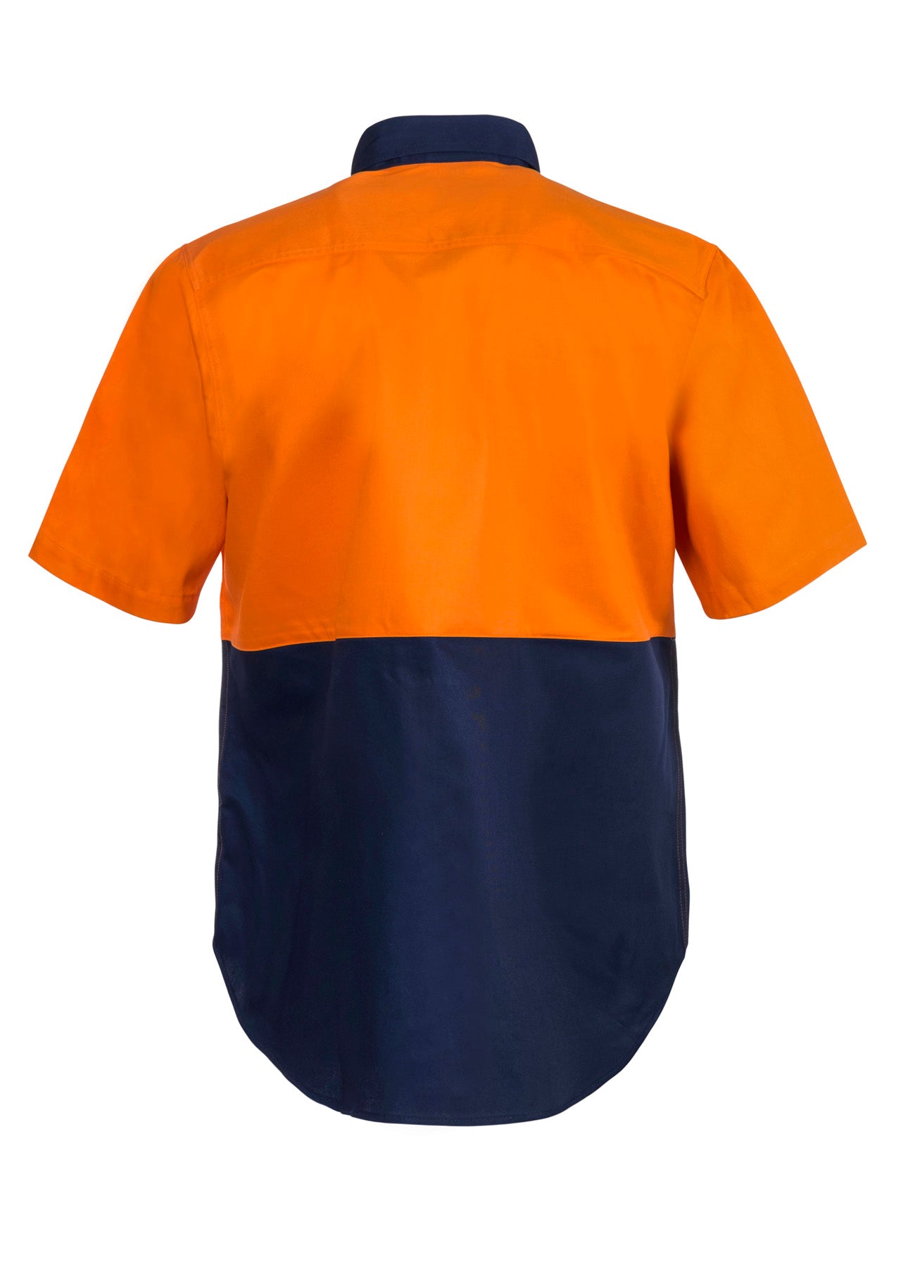 Workcraft WS3023 Mens Hi Vis Short Sleeve Cotton Drill Shirt in Orange/Navy
