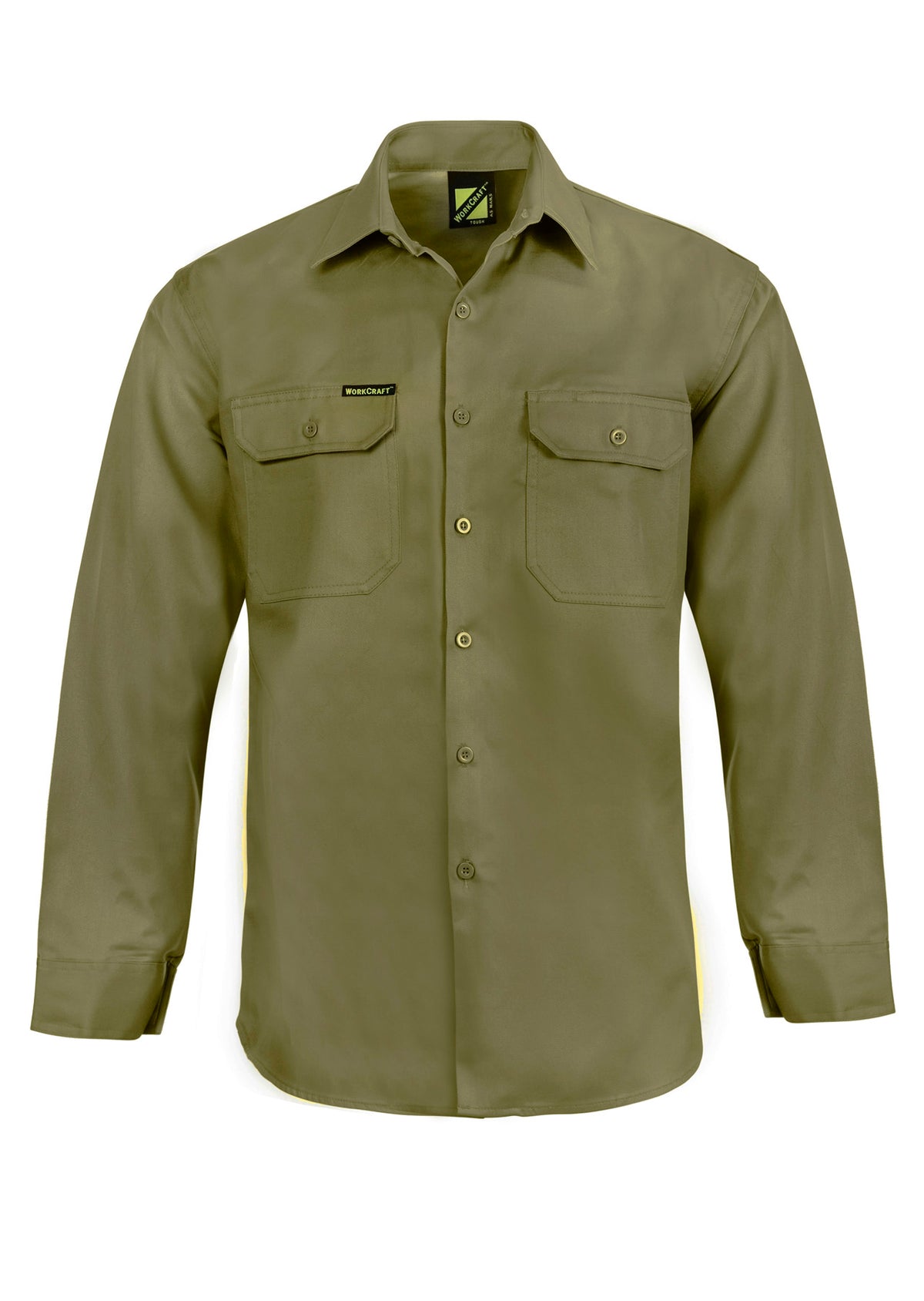 Workcraft WS3020 Mens Long Sleeve Cotton Drill Shirt in Khaki