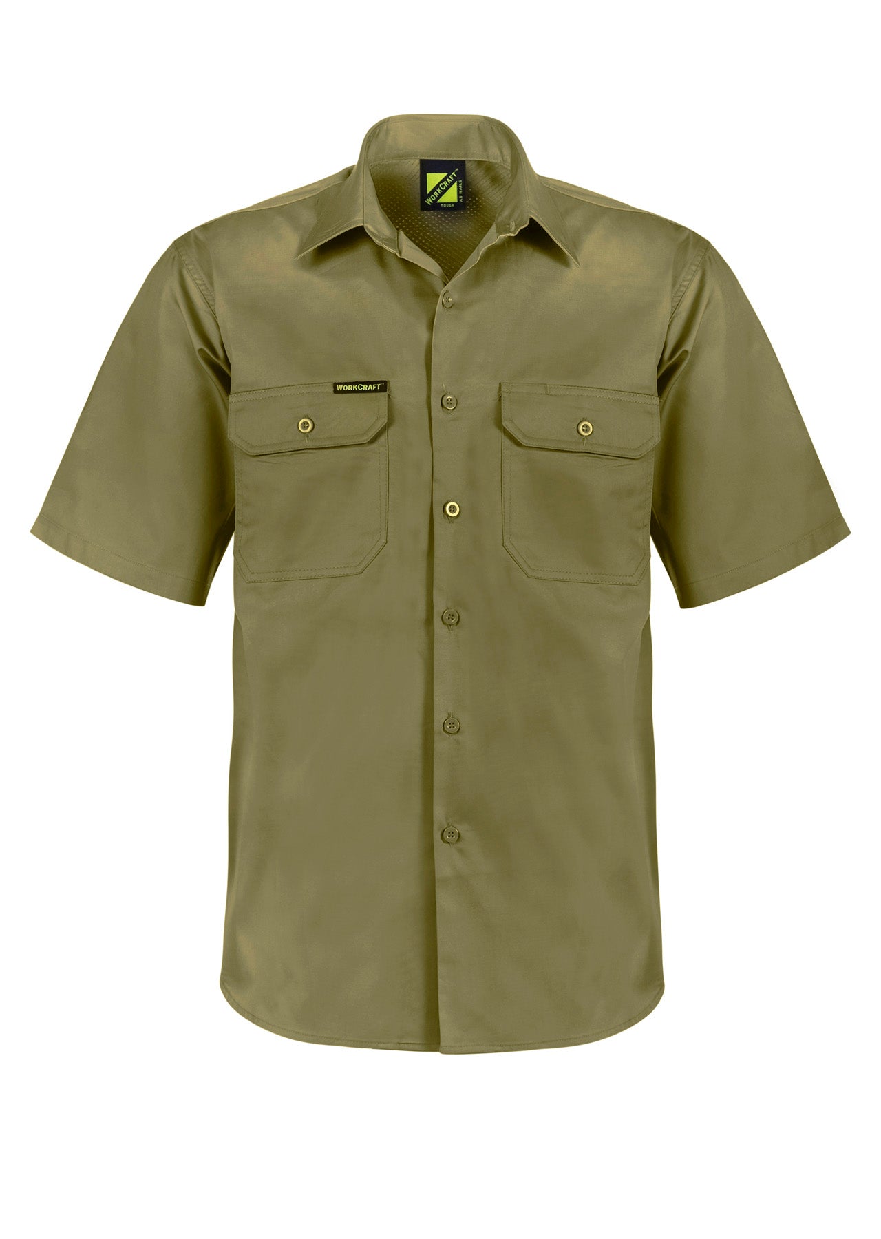 Workcraft WS4012 Lightweight Short Sleeve Vented Cotton Drill Shirt in Khaki