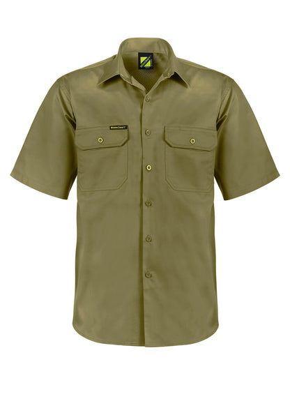 Workcraft WS4012 Lightweight Short Sleeve Vented Cotton Drill Shirt in Khaki