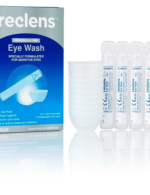 SENTRY MEDICAL 059331 Reclens Saline Eye Wash Ampoules 15mL Box of 10 with Eye Baths