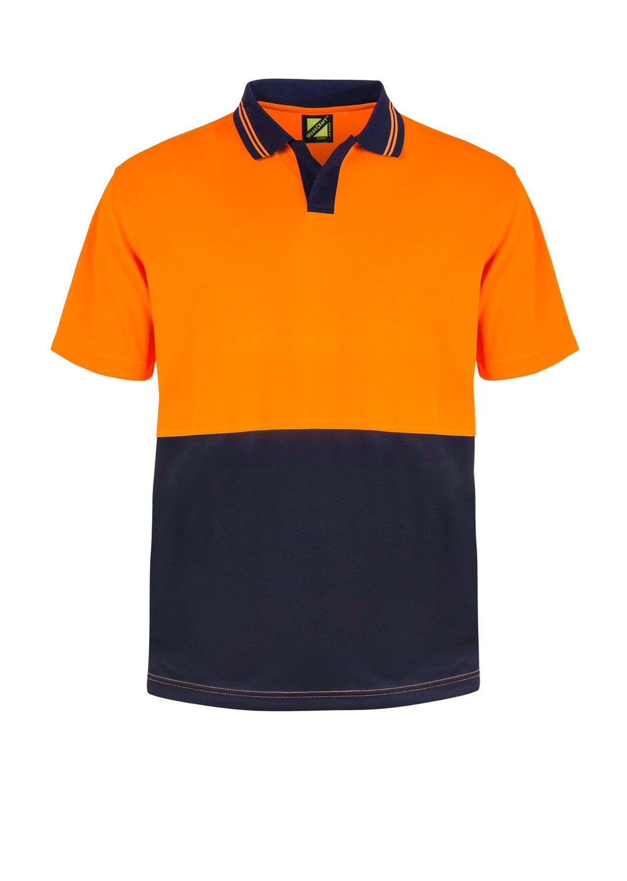 Workcraft WSP205 Hi Vis Short Sleeve Food Industry Micromesh Polo in Orange/Navy