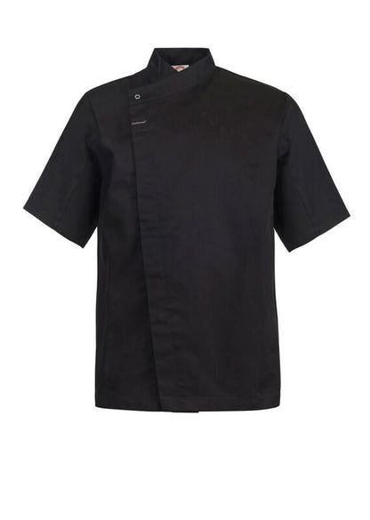 Chefscraft CJ041 Short Sleeve Chefs Tunic With Concealed Front in Black