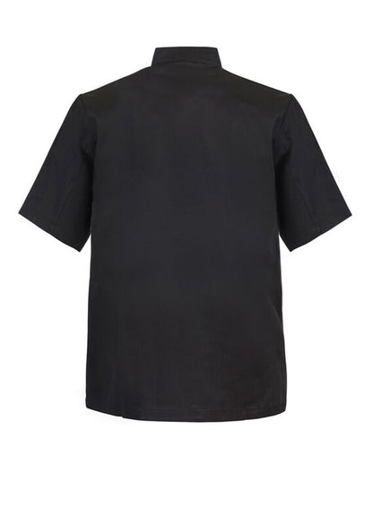 Chefscraft CJ041 Short Sleeve Chefs Tunic With Concealed Front in Black