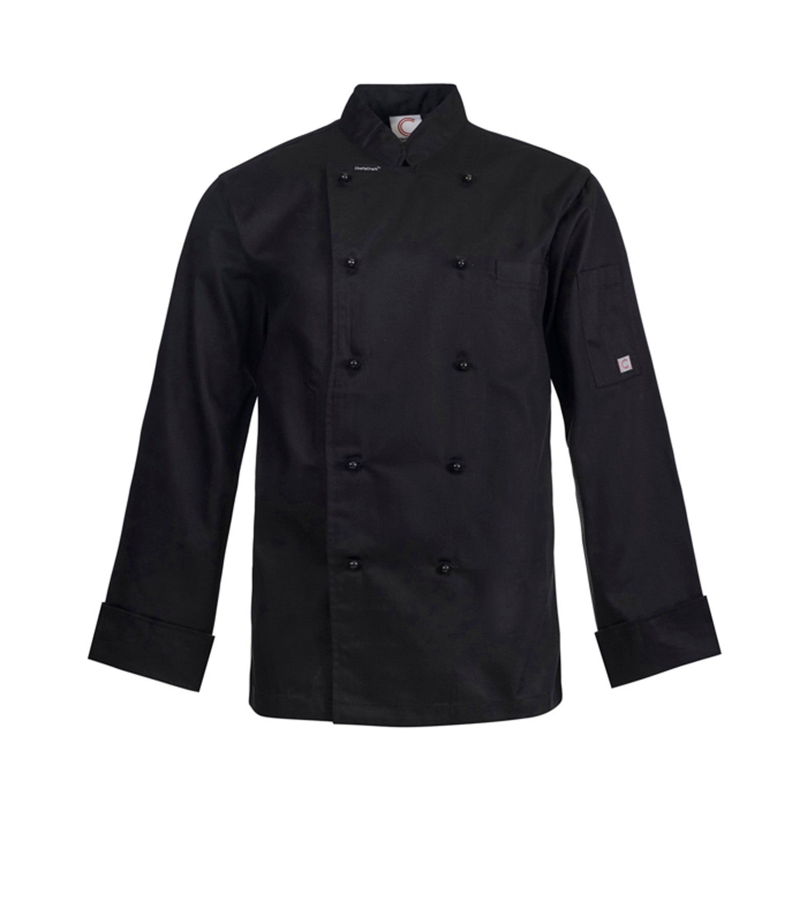 Chefscraft CJ048 Lightweight Executive Long Sleeve Chefs Jacket in Black