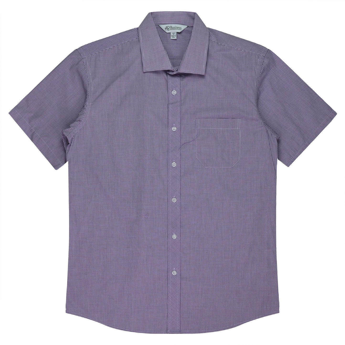 PURPLE/WHITE - Toorak Mens Shirt Short Sleeve