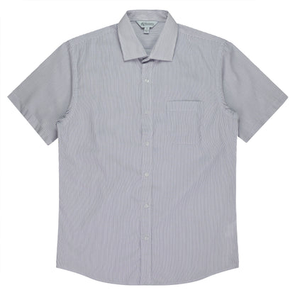 WHITE/PURPLE - Henley Mens Shirt Short Sleeve