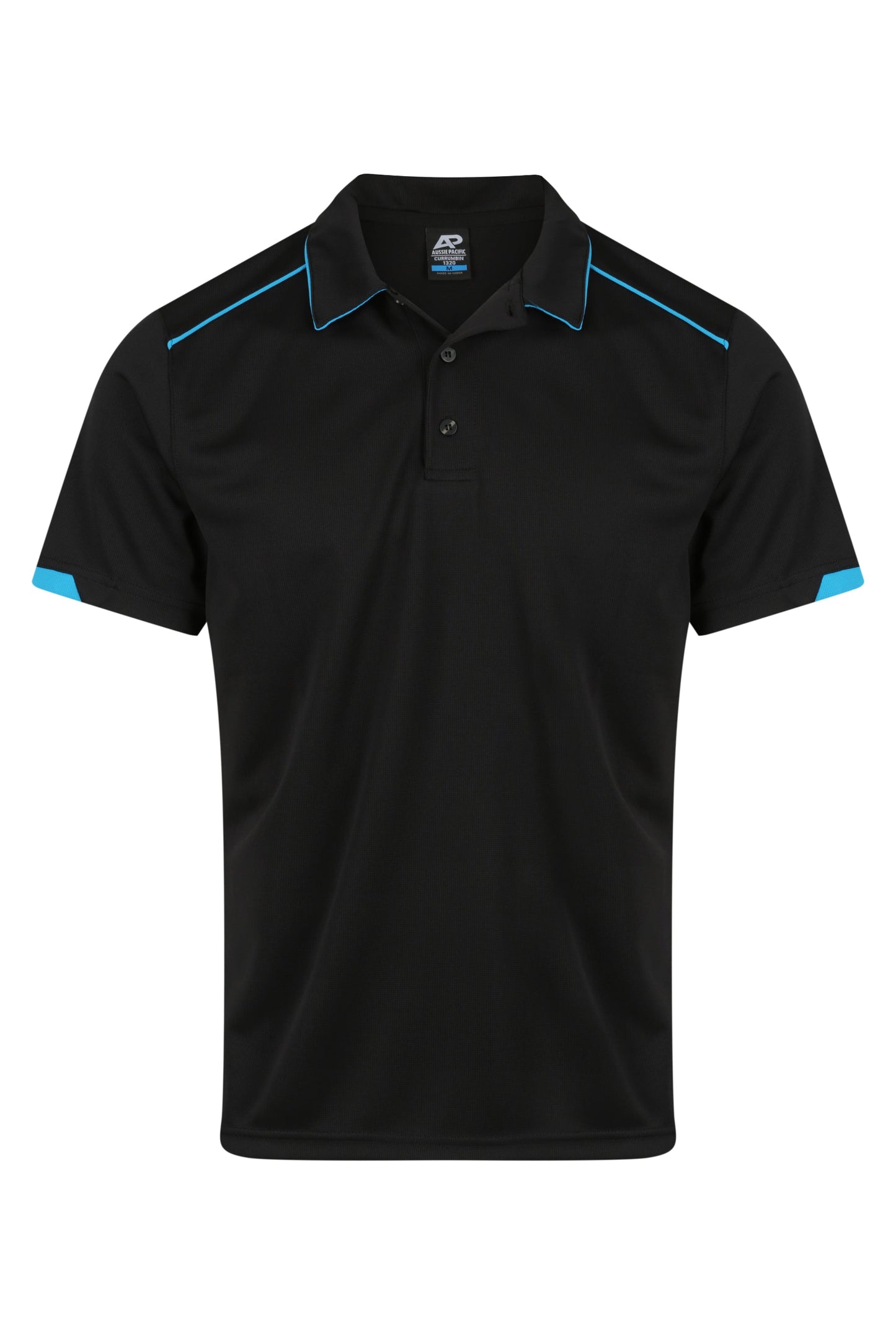 BLACK/CYAN - Currumbin Mens Polos