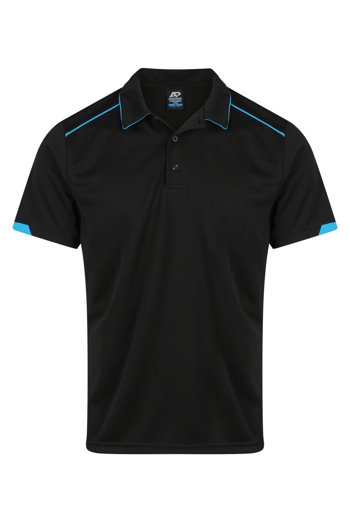 BLACK/CYAN - Currumbin Mens Polos