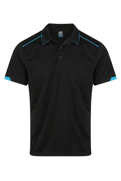 BLACK/CYAN - Currumbin Mens Polos