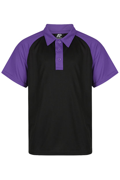 BLACK/ELECTRIC PURPLE - Manly Kids Polos