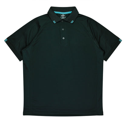 BLACK/TEAL - Flinders Mens Polos