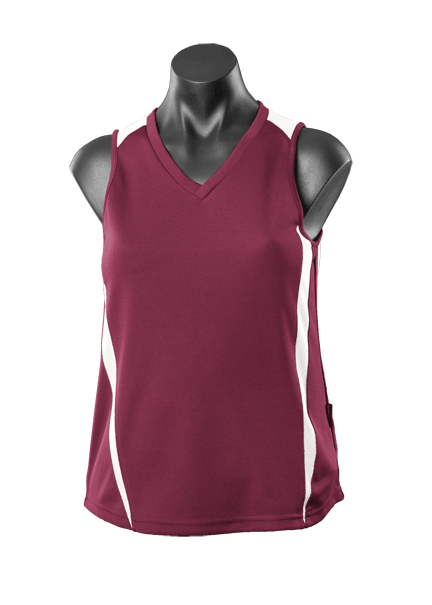 MAROON/WHITE - Eureka Lady Singlets