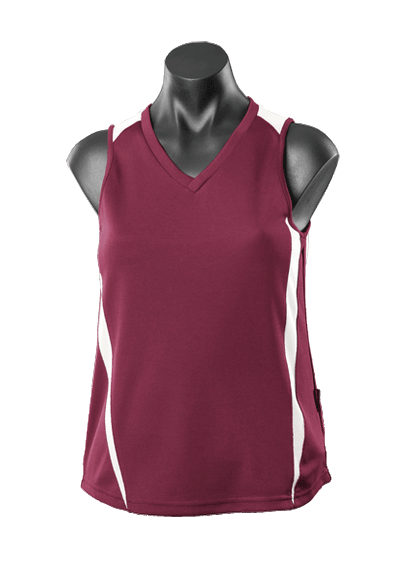 MAROON/WHITE - Eureka Lady Singlets