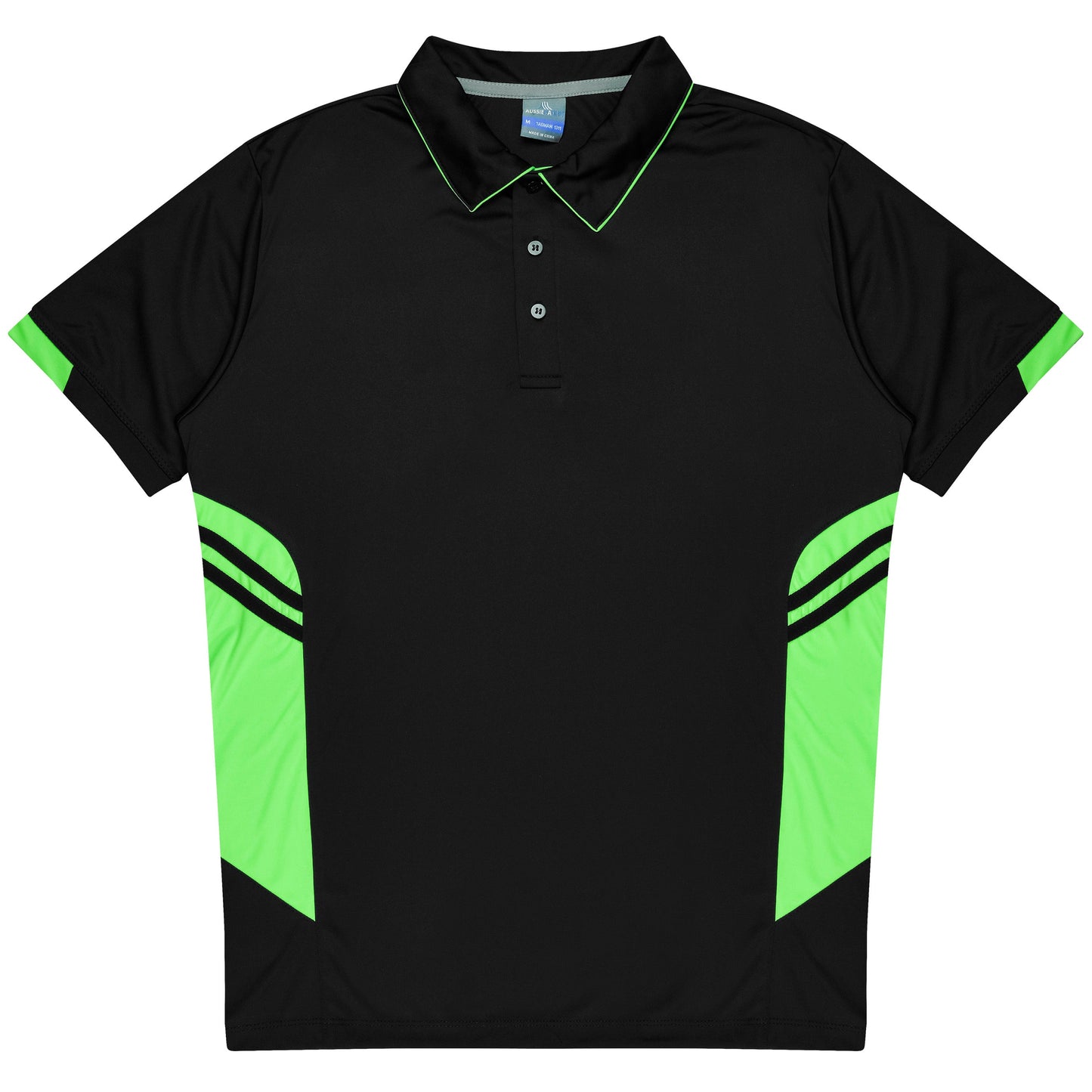 BLACK/NEON GREEN - Tasman Kids Polos