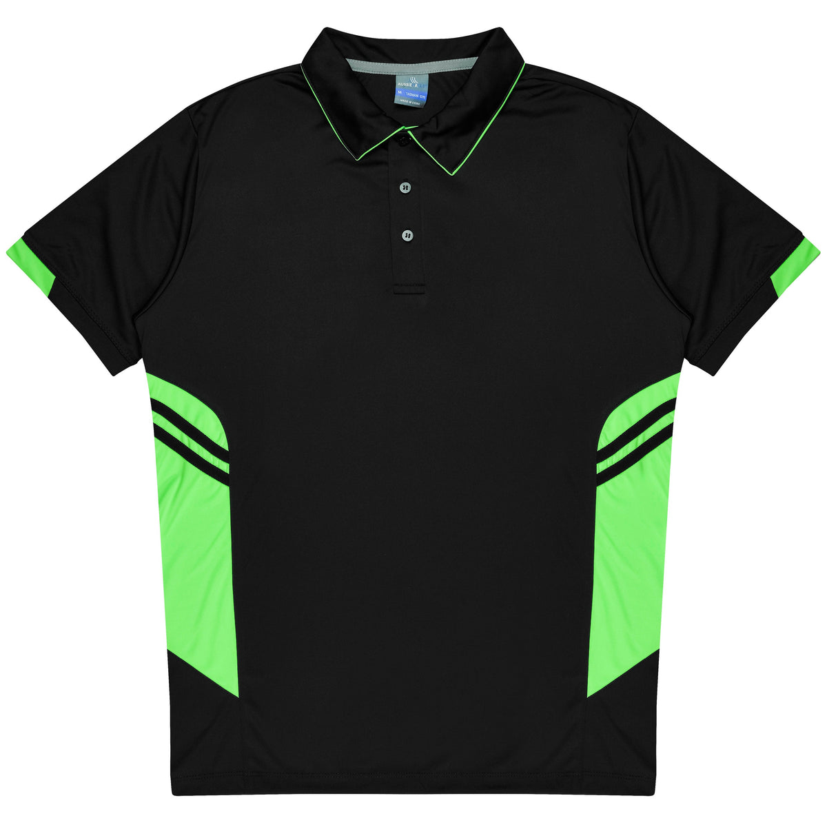 BLACK/NEON GREEN - Tasman Kids Polos