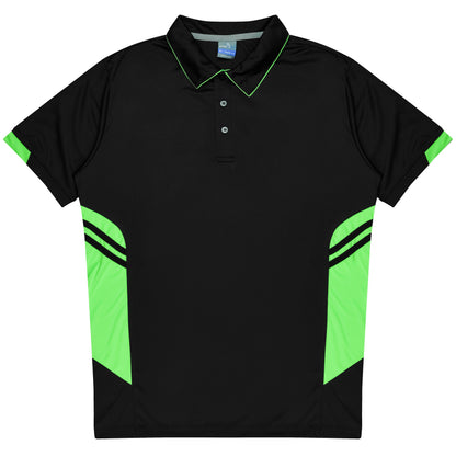 BLACK/NEON GREEN - Tasman Kids Polos