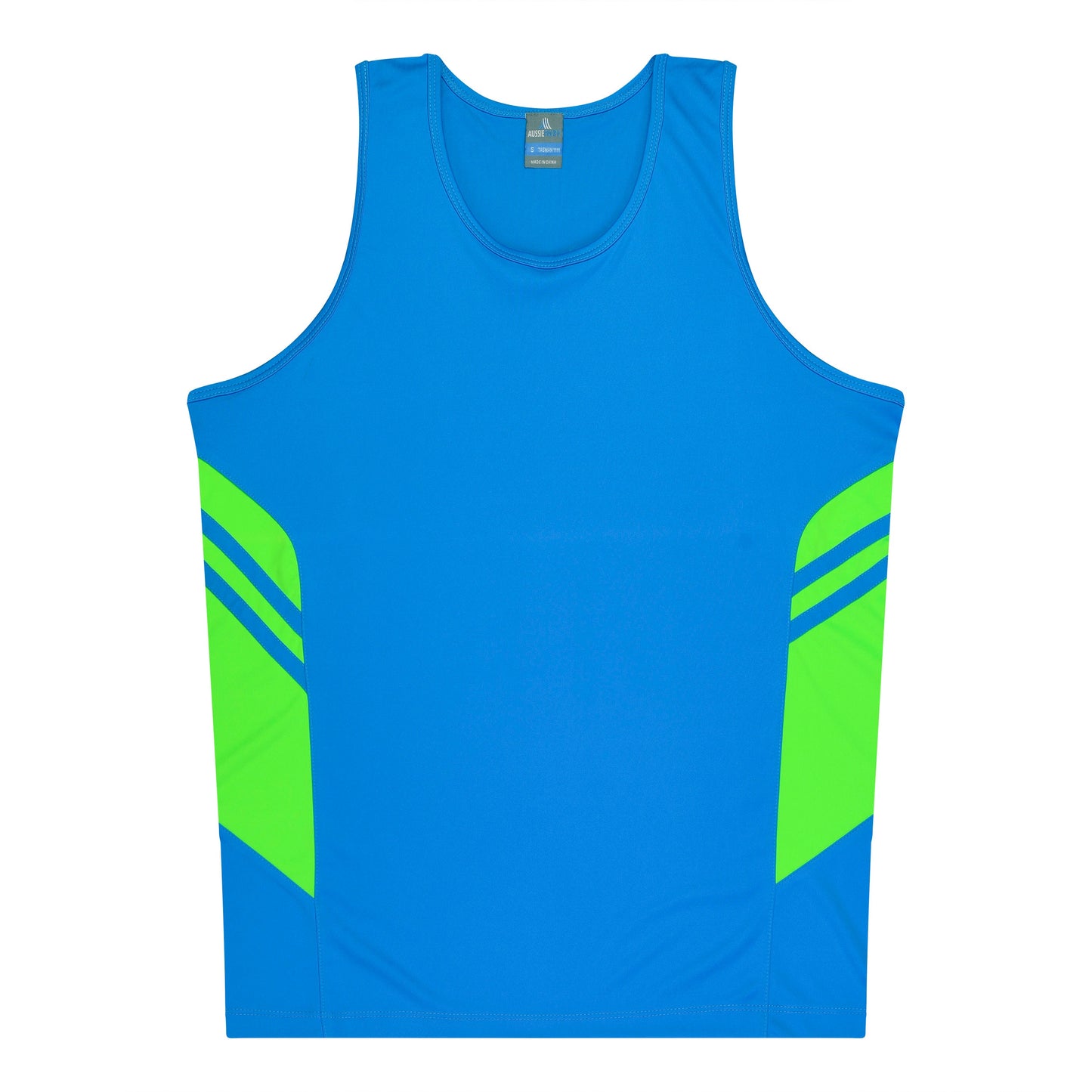 CYAN/NEON GREEN - Tasman Kids Singlets
