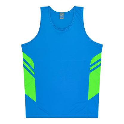 CYAN/NEON GREEN - Tasman Kids Singlets