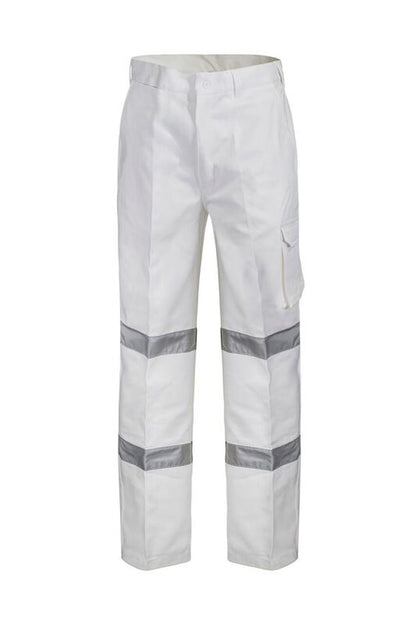 Workcraft WP3223L Mens Reflective Cargo Cotton Drill Trouser-Long in White
