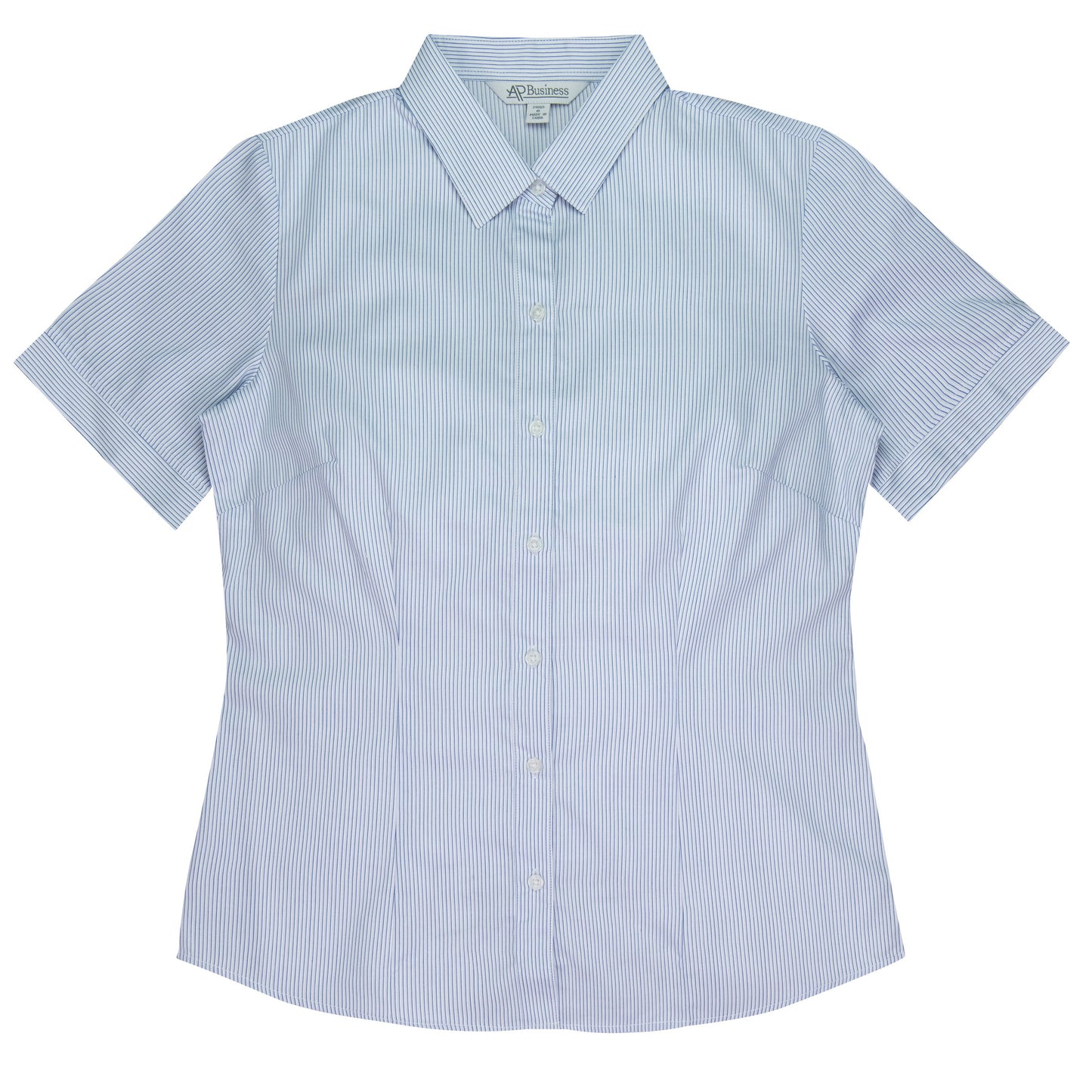 WHITE/NAVY - Henley Lady Shirt Short Sleeve