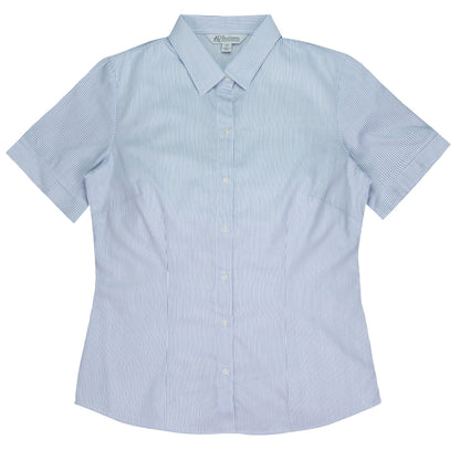 WHITE/NAVY - Henley Lady Shirt Short Sleeve
