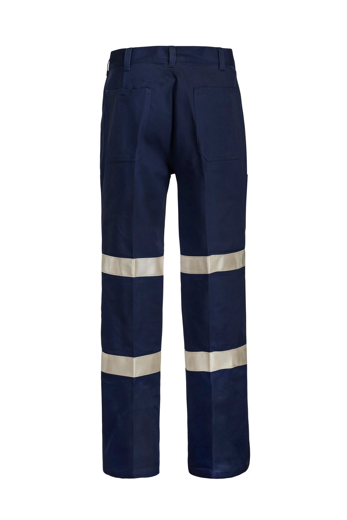 Workcraft WP3045 Mens Reflective Single Pleat Cotton Drill Industrial Laundry Trouser in Navy