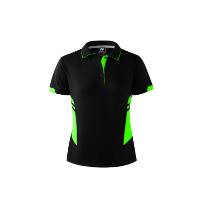BLACK/NEON GREEN - Tasman Lady Polos