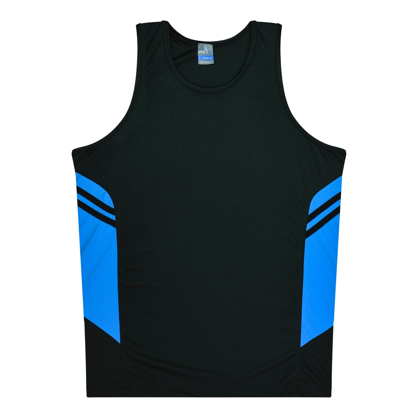 BLACK/CYAN - Tasman Kids Singlets