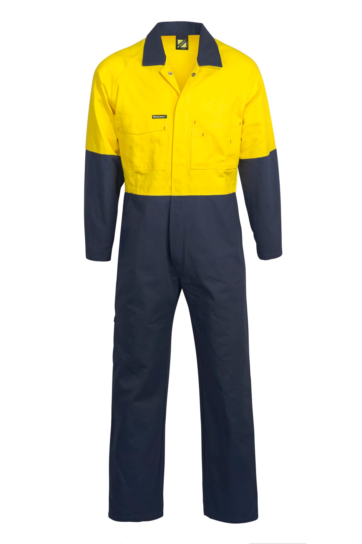 Workcraft WC3051 Mens Hi Vis Cotton Drill Coveralls in Orange/Navy