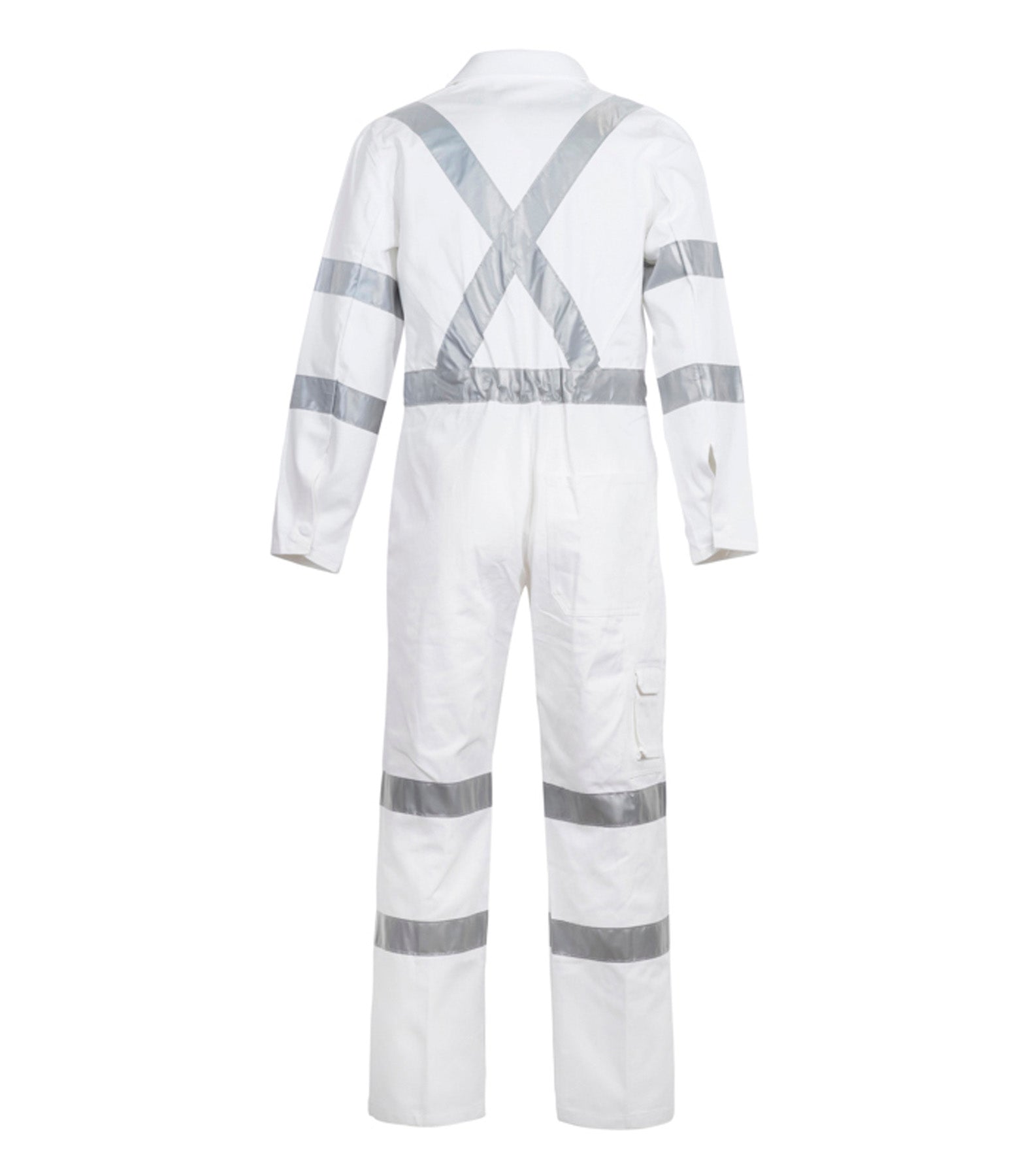 Workcraft WC3254 Mens Hi Vis Cotton Drill Reflective Coverall With X Pattern – Night Use Only in White