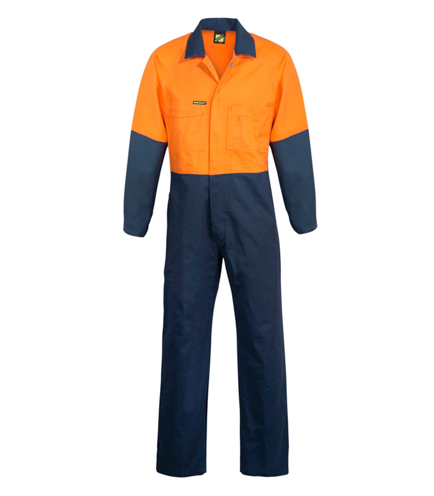 Workcraft WC3059L Mens Hi Vis Poly/Cotton Coveralls Long in Orange/Navy