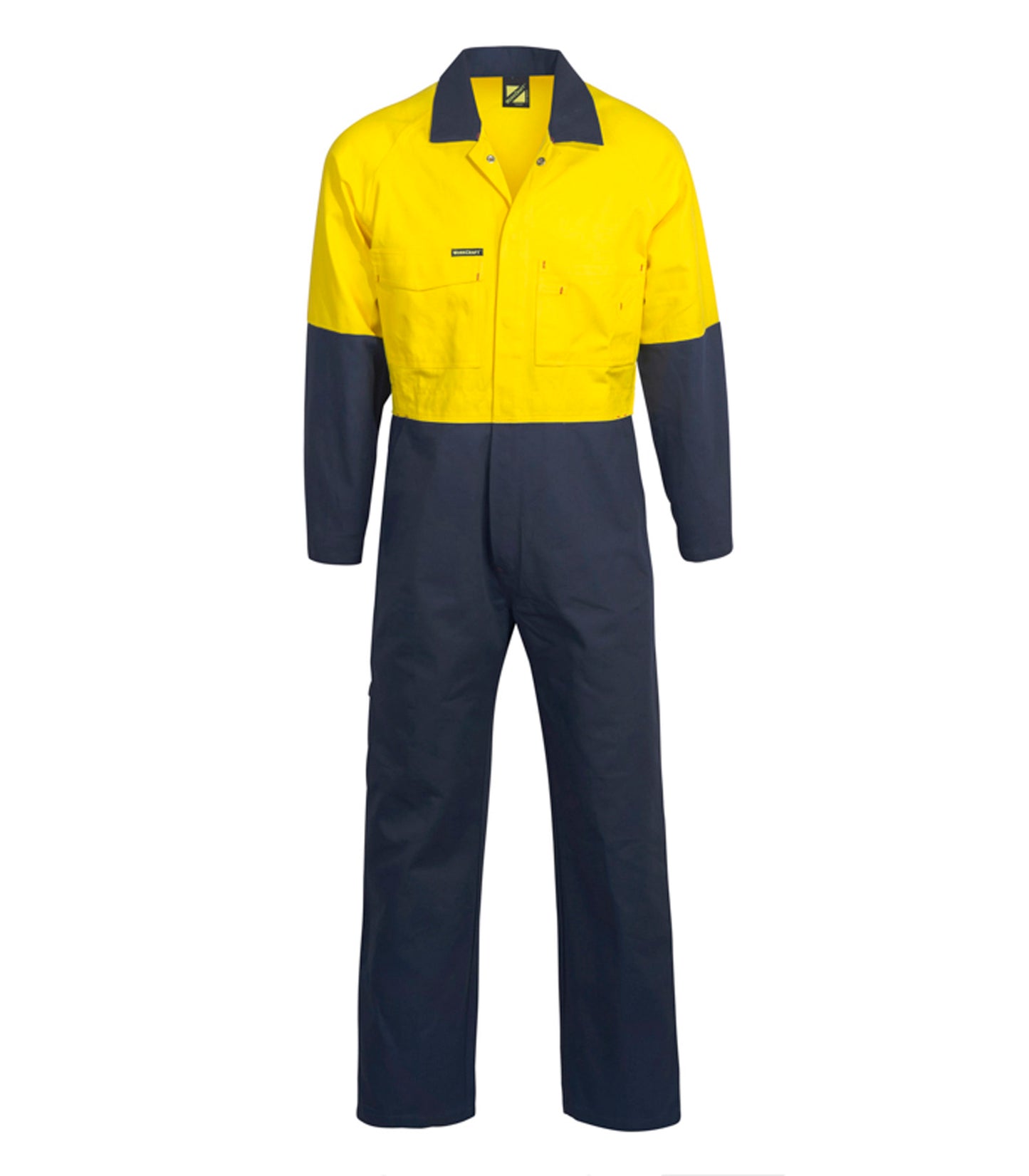 Workcraft WC3059L Mens Hi Vis Poly/Cotton Coveralls Long in Yellow/Navy