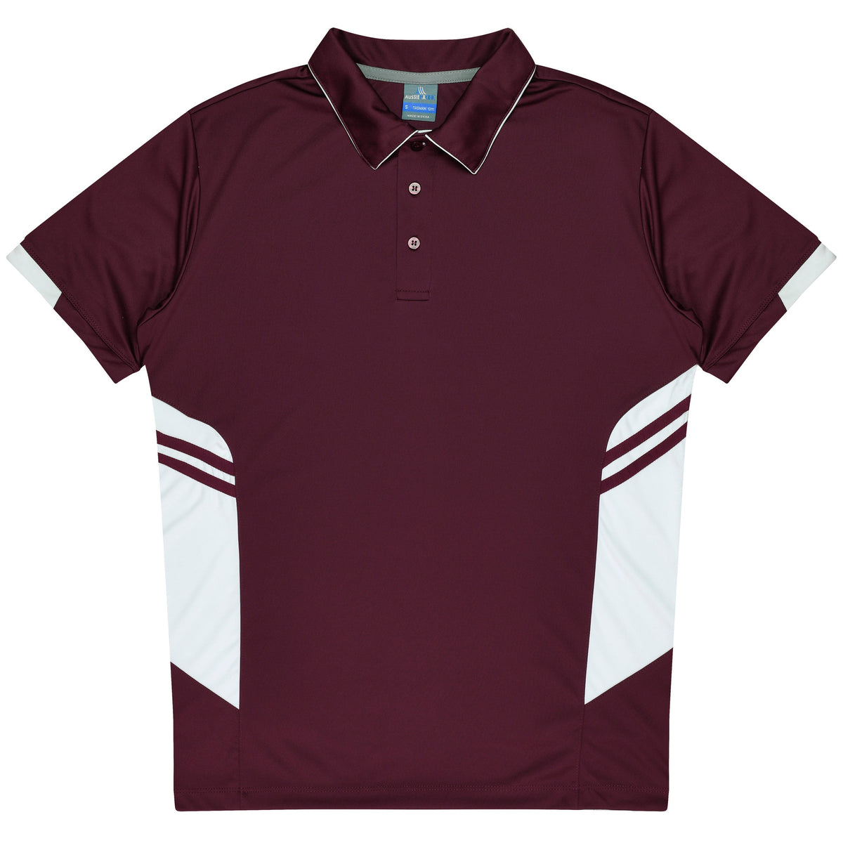 MAROON/WHITE - Tasman Kids Polos